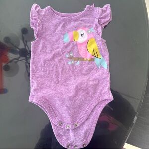 Garanimals Purple Bodysuit with Colorful Toucan ruffled sleeves 3-6 months